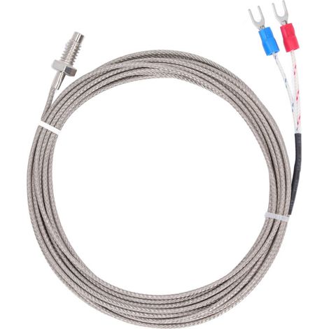 Sensor de temperatura termopar tipo K BERM con rosca M6, detector de manómetro, 2 cables, sonda de 4 metros (1/5)