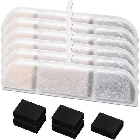 Fontaine à eau pour chat, filtres, distributeur d'eau, purificateurs à charbon actif, éponges (1/4)