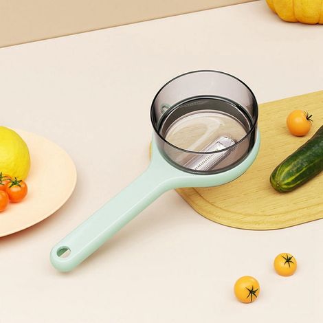 Épluche-légumes avec Bac de Rangement - Double Lame Droitier et Gaucher - Outil Anti-yeux de Pomme de Terre - PP Alimentaire - Vert - 1 Pièce (1/3)