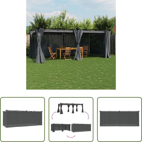 vidaXL Pavillon mit Vorhängen - Pavillon mit Vorhängen Anthrazit 6x3 m Stahl (1/5)