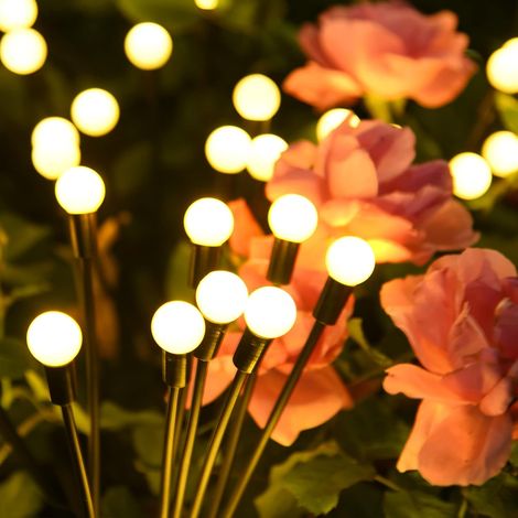 Luci solari da giardino per uso esterno, 8 luci solari a LED effetto lucciola, impermeabili IP65, luci solari a LED per giardino, vialetti, compleanni, feste, luce bianca calda (1/5)