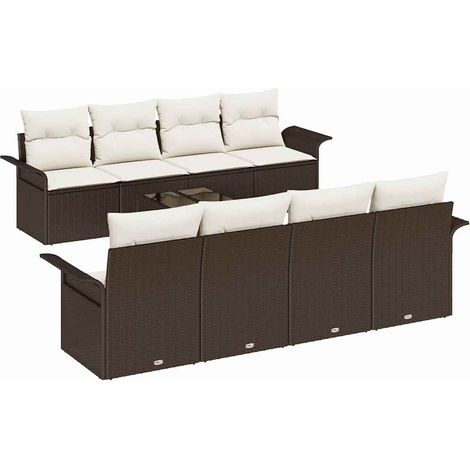 Garden Sofa Set 9 pcs Brown and Cream 55 x 55 x 37 cm vidaXL (1/5)