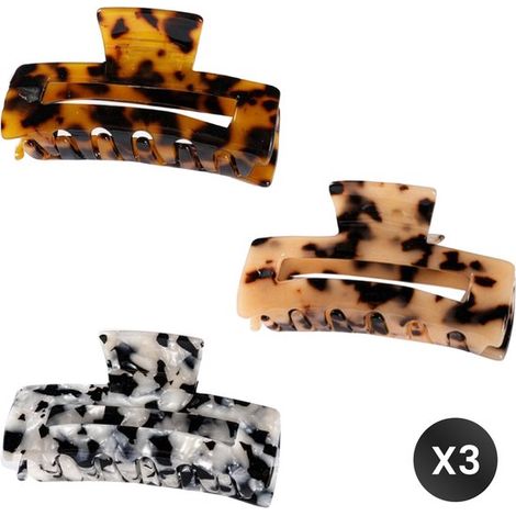 Set de 3 pinces à cheveux premium – Imprimé léopard – Cadeau – Pince à cheveux grande – Femme (1/5)