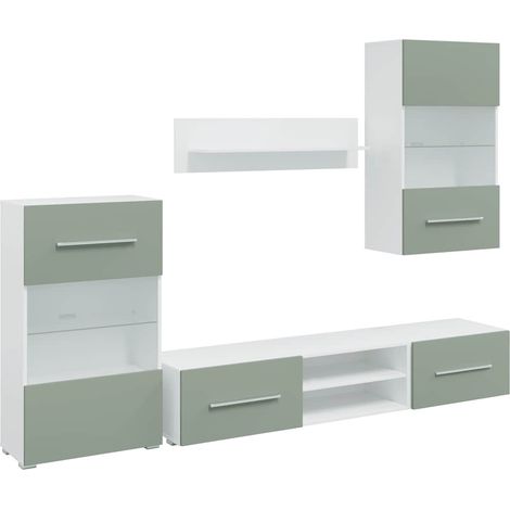 Maison Exclusive - Mobile TV 5 pz con Illuminazione a LED Verde Oliva Truciolato