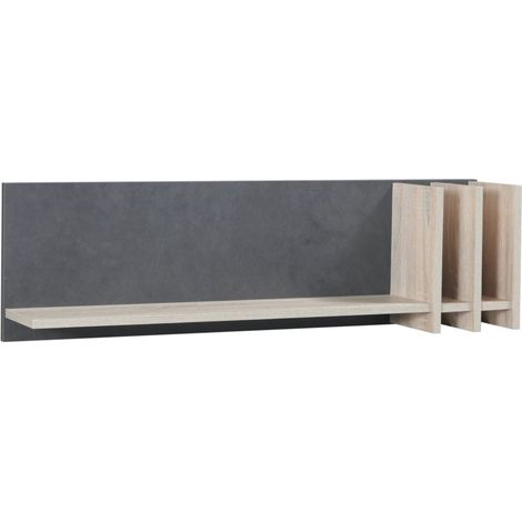 Étagère murale MALMO 100 cm coloris chêne clair et gris béton