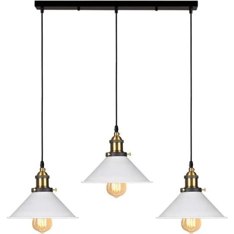 3 Lampes Suspension Luminaire Industrielle Lustre Plafonniers Design Edison Métal Lustre Suspension avec Support en409 (1/4)