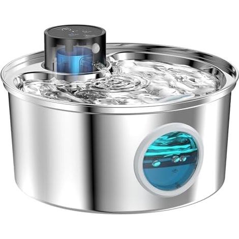 Fontaine à eau sans fil pour chat, distributeur gamelle acier inoxydable, fontaine à boisson automatique rechargeable pour chien, accessoire animal (1/5)