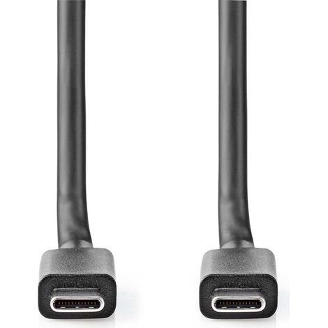 Nedis USB-Kabel / USB 3.2 Gen 2 / USB-C™ Stecker / USB-C™ Stecker / 100 W / 4K@60Hz / 20 Gbps / Vernickelt / 1.00 m / Rund / PVC / Schwarz / Box (1/2)