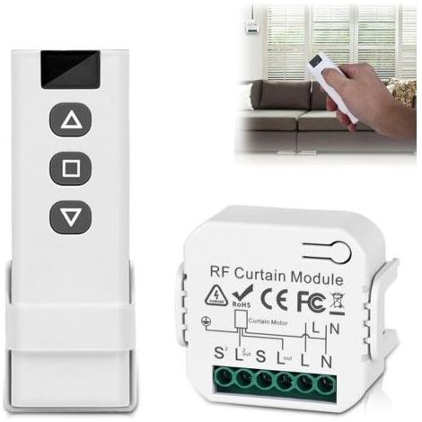 Kit de commande pour moteur de volet roulant - Télécommande RF + Récepteur - Portée 100m - Interrupteur radio (1/5)