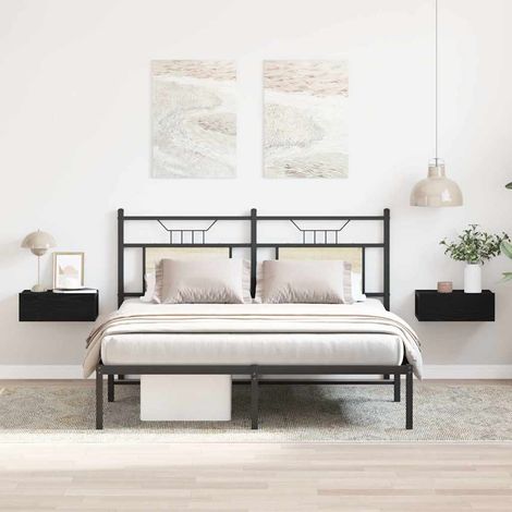 vidaXL Comodini sospesi 2 pz Rovere Nero 40x32x15 cm Legno