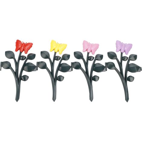 Valla decorativa de jardín de PP, valla para hortalizas y flores, parterres de 59 cm de altura con flores coloridas, vibrante motivo de mariposa, decoración de jardín, largo 59 cm, ancho 29,5 cm, plás (1/5)
