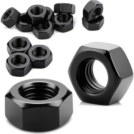 30 écrous hexagonaux M6 en acier zingué noir, pour vis, rondelles, tiges filetées, boulons et fixations, pour une utilisation intérieure et extérieure. (1/5)