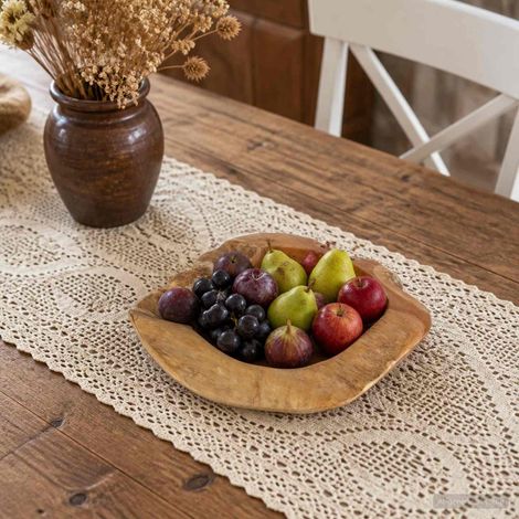 vidaXL Frutero JEPARA Ø 50 cm Madera de teca maciza Redondo (1/5)