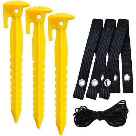 Lot de 3 Piquets de Sol pour Filets De Jardin En Plastique Soutien Ancres de Prise D'arbre Arbre,Jardin Arbre Jalonnement Kit Piquets D'ancrage Paysager, Adapté À La Fixation Jeunes Arbres-Jaune (1/5)