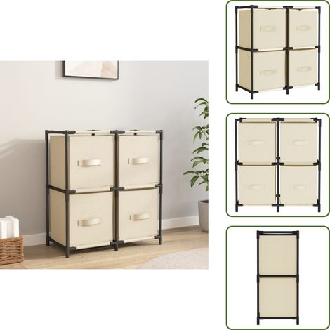 Muebles de almacenamiento - vidaXL Armario almacenaje de acero con 4 cestas tela crema 63x30x71 cm - Armario con cestas