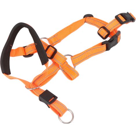 Harnais de tête respirant pour chien, couvrant la gueule avec sangle ajustable, idéal pour l'extérieur, orange XL. (1/5)