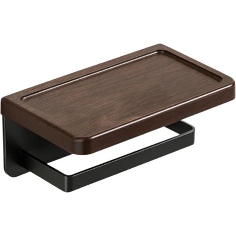 Porte-papier toilette, bois/noyer/sans perçage/avec étagère (1/4)