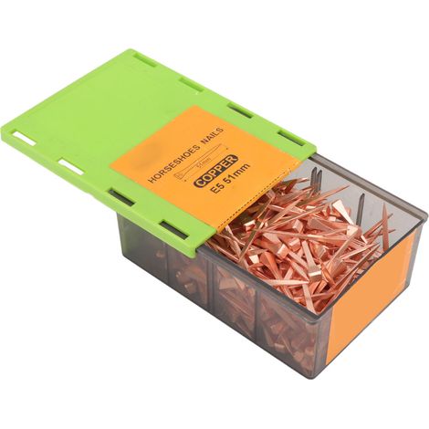 250 clous de ferrage en cuivre plaqué, avec boîte en plastique, pour l'élevage du bétail E5 51 mm/2,01 pouces (1/5)