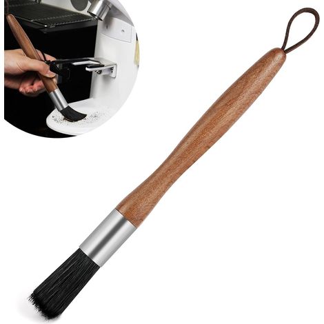 Cepillo de barista, cepillo de café con mango, cepillos para máquina de espresso, cerdas naturales y mango de madera para molinillo de café, portafiltro, cocina, nogal - A (1/5)