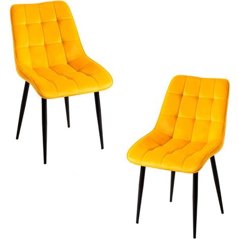 Packs Sillas Comedor - Pack 2 Sillas Cade Terciopelo - Amarillo (1/5)