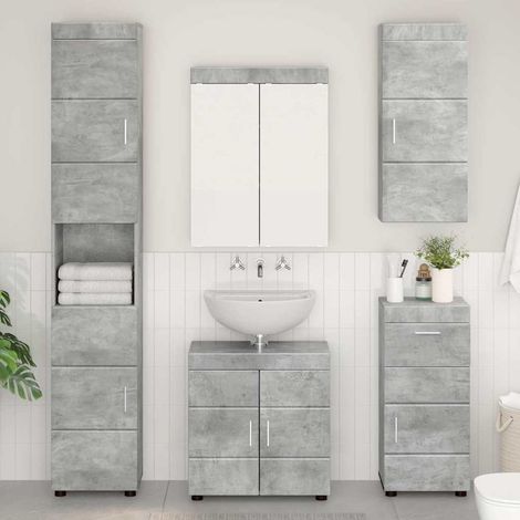 Bathroom Wall Cabinet TULUM Concrete Grey 37 x 24.5 x 86 cm vidaXL (1/5)