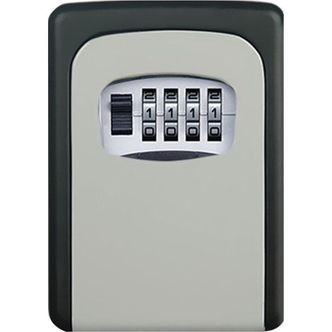 Coffre-fort extérieur à clés - Armoire à clés extérieure - Armoire à clés étanche - Armoire à clés avec serrure - Coffre-fort à combinaison - Coffre-fort en acier inoxydable gris (1/5)