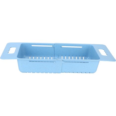 Égouttoir extensible à vaisselle, panier de rangement pour fruits et légumes, ustensile de cuisine (bleu) (1/4)