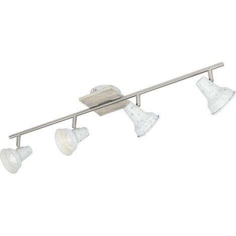 LED Plafonnier Filipina 1, Spot de plafond, acier, bois blanc, nickel (1/2)