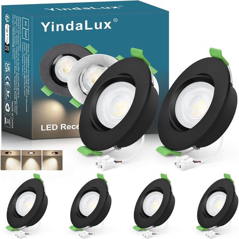 Spot led encastrable GU10 cadre IP65 incl.5W Module LED 4000K, Spot encastrable 230V Blanc mat Spots de plafond Rond plat Spot 68mm Trou pour extérieur-intérie, Lot de 6, Non dimmable (1/5)