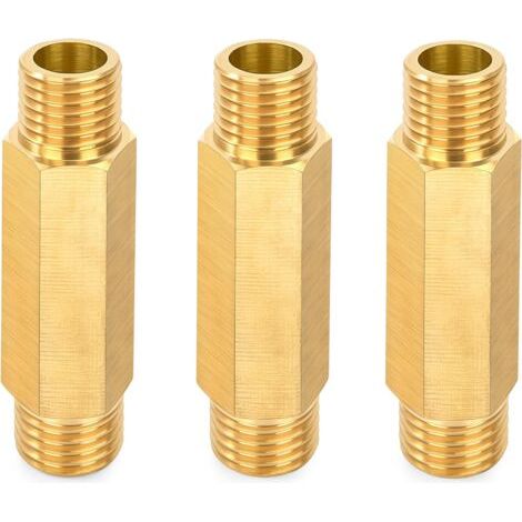 BUNTHAUS (3PCS) Rallonge de Robinet en Laiton, Mâle 1/4\" x 60 mm, Raccord de Tuyau d'extension Fileté, Tube Connecteur Fileté Adaptateur pour Chauffage Central, Air, Eau, Huile (1/5)