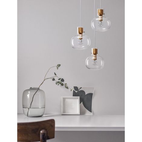 Lampada a sospensione Nova Luce Cinzia 3 luci vetro dorato Ø 30 cm E27 altezza 178 cm dimmerabile per cucina (1/5)