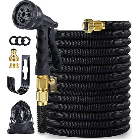 Tuyau d'arrosage extensible de 7,5 m avec buse de pulvérisation, tuyau flexible avec 8 modes d'arrosage pour l'irrigation, lavage de voiture (1/5)