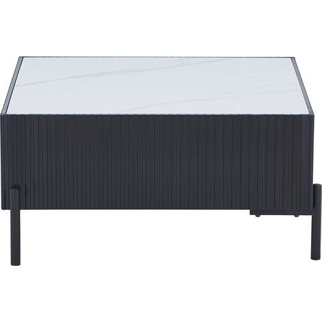 Tavolino in ceramica, MDF e metallo - Nero e bianco - CYNDORA (1/4)