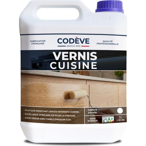 Codève Bois – Vernis cuisine 5 L – Préparateur pour bois dur – Finition sans odeur – Application facile en 2 passes – Rendement jusqu'à 13 m2/l