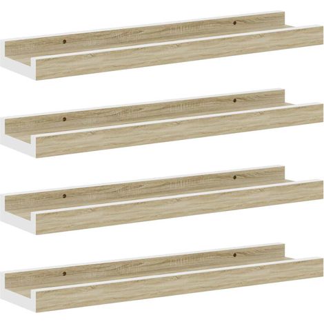 Maison Exclusive - Wandregale 4 Stk. Weiß und Sonoma-Eiche 40x9x3