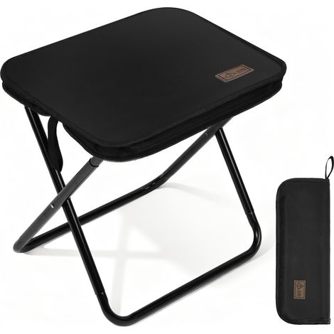 Taburete plegable portátil, taburete de camping, mini silla plegable ligera, capacidad de 100 kg, para viajes, senderismo, pesca, picnics - Negro (1/4)