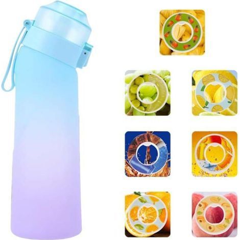 Générique Gourde Sport, avec Lot de 7 capsules aromatiques pour bouteille d'eau, Pods parfumés pour eau aromatique 0 sucre, Sans BPA, bouteille d'eau étanche, pour gym, bureau, course à pied,Dégradé b