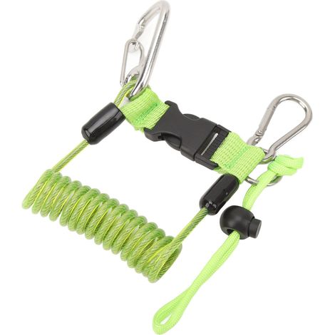 Crochet de plongée en acier inoxydable flexible, cordon ant-perte pour caméra sous-marine, ressort vert pour récif, fixation sécurisée. (1/5)