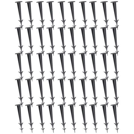 Piquet d'ancrage au sol - Piquet de jardin - Résistant aux UV - 12 cm - Plastique - Noir - Lot de 50 (1/5)
