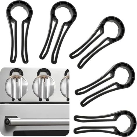 Lot de 5 Protections Bouton Gaz pour Sécurité Enfant, Cache Bouton Four Noir Universel, Verrouillage Cuisinière pour Bébé et Animaux (1/5)