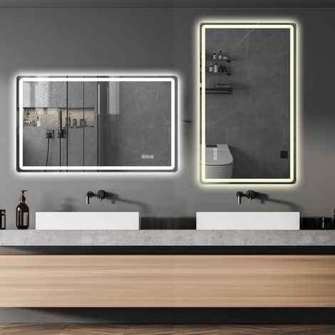 Miroir LED de salle de bain 60 x 120 cm sans cadre, anti-buée, 3 couleurs, dimmable OKMYHOME (1/5)