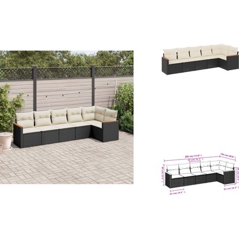 6-tlg. Garten-Sofagarnitur mit Kissen Schwarz Poly Rattan - Gartenmöbel - Rattan Möbel - Outdoor Sofa - Lounge Set - Balkonmöbel (1/3)