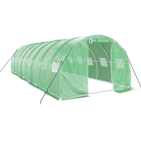 Serra tenda riparo piante fiori ortaggi con struttura in acciaio 24 m² 8 x 3 x 2 m verde 020044566