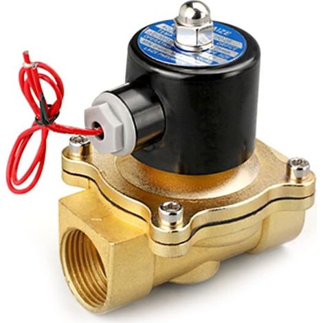elettrovalvola in ottone, normalmente chiusa, 220 V, orifizio da 1/2 pollice, per acqua, aria, olio, uso industriale. (1/5)