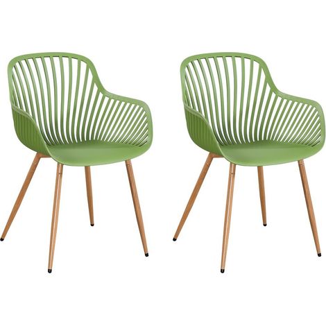Pair of Sunray Bistro Garden Arm Chairs - Plastic/Metal - L52 x W58 x H86 cm - Moss Green - Part Assembled