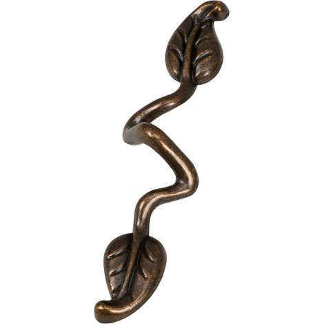 Poignée de Meuble en Alliage de Zinc de Feuille Vintage, 1 Pièce, 2 Trous, Entraxe 76 Mm, Compatible Bois 18 Mm, Poignée de Tiroir Décorative pour Armoires, Placards Cuisine (1/5)