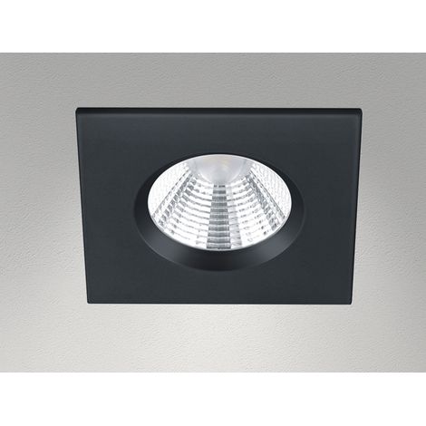 Eckiger LED Deckeneinbaustrahler ZAGROS dimmbar in Schwarz matt, IP65 (1/5)