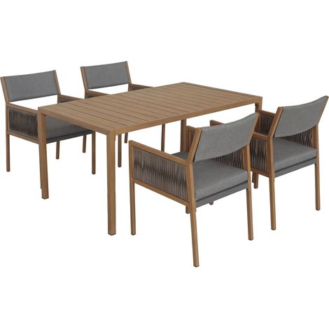 [NEUWERTIG] Garten-Essgarnitur HHG-134, Gartengarnitur Tisch+4xStuhl Sitzgruppe, Polyrattan Olefin (210 g/m²) dunkelgrau (1/5)