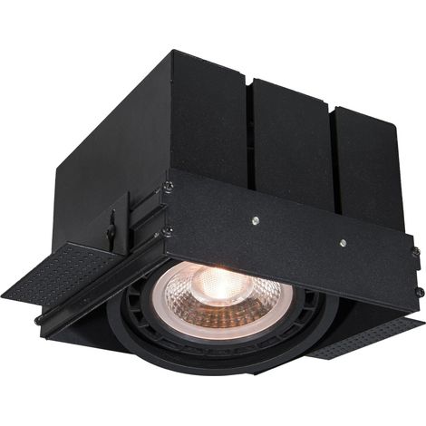 Spot Encastrable Sans Cadre - Plafonnier Carré Encastrable Noir 1× GU10 Orientable 14 × 14,6 × 10,5 cm, IP20, 220-240V, Max 40W, Downlight pour Salon Éclairage Intérieur (1/5)