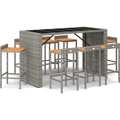 Maison Exclusive - Mesa bar y taburetes jardín 9 pzas madera acac (1/5)